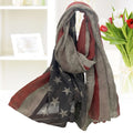 Women American National Flag Pattern Printing Scarf Elegant Tippet Warm Wrap Shawl for Ladies and Girls (Grey 200x100)